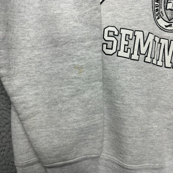 VTG Ashbury Seminary Sweater Adult Large Gray Pullover 90s Crewneck Collegiate - Picture 8 of 10
